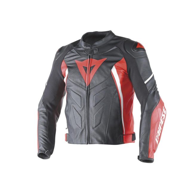 DAINESE AVRO D1 LEATHER JACKET BLACK/RED/WHITE-0