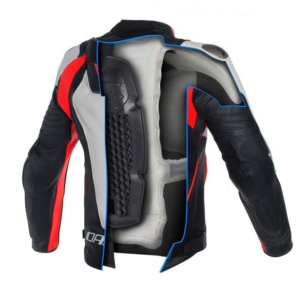 DAINESE MISANO D-AIR JACKET WHITE/BLACK/RED FLUO-3293