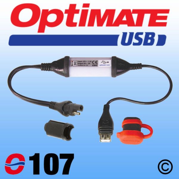 OPTIMATE SAE TO WEATHERPROOF 2A USB CHARGER LEAD-0