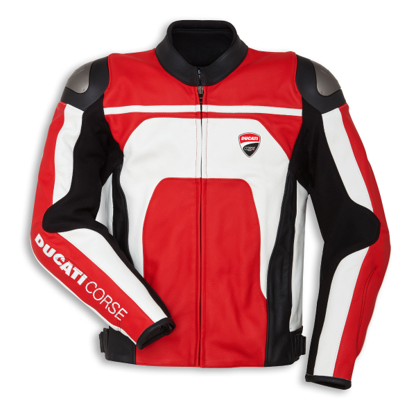 DUCATI CORSE C4 LEATHER JACKET RED/WHITE-0