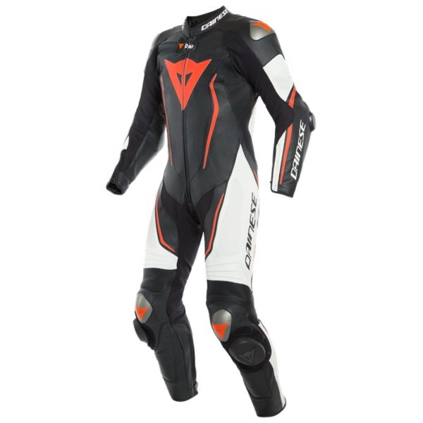 DAINESE MISANO 2 D-AIR 1PC SUIT BLACK/WHITE/FLUO RED-0