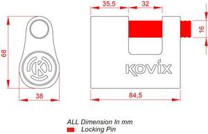 KOVIX 12MM PIN ALARM PADLOCK-5708