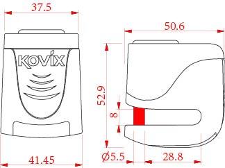 KOVIX 6MM USB ALARM DISC LOCK FLUO ORANGE-5645