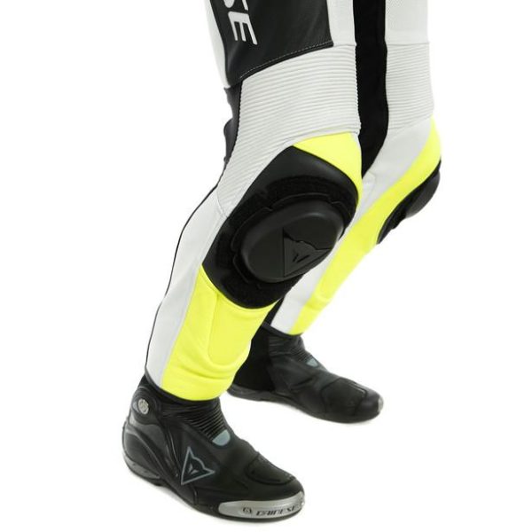 DAINESE ASSEN 2 1 PIECE PERFORATED SUIT BLACK/WHITE/FLUO YELLOW-7105