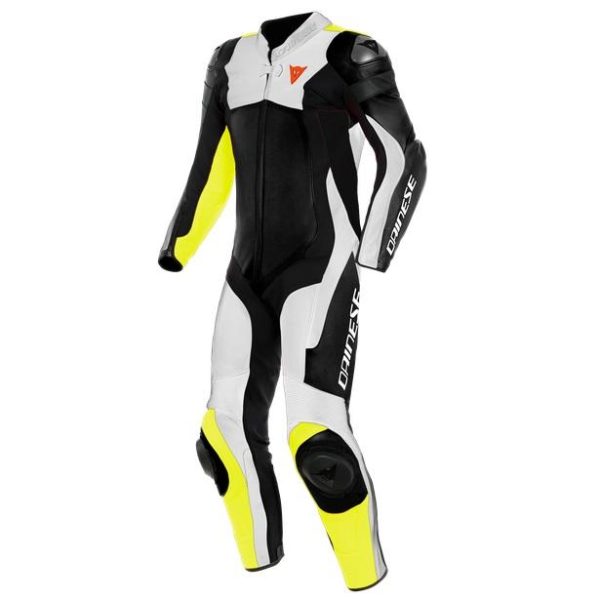 DAINESE ASSEN 2 1 PIECE PERFORATED SUIT BLACK/WHITE/FLUO YELLOW-0