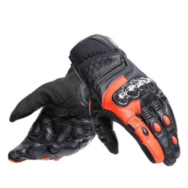 DAINESE CARBON 4 SHORT GLOVES BLACK/FLUO RED