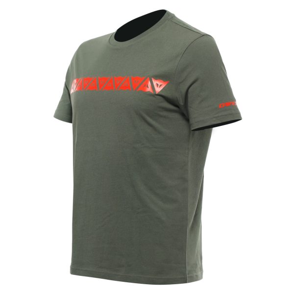 DAINESE STRIPES T-SHIRT CLIMBING-IVY/FLUO RED