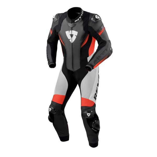REV'IT! CONTROL ONE PIECE LEATHER SUIT BLACK/NEON RED
