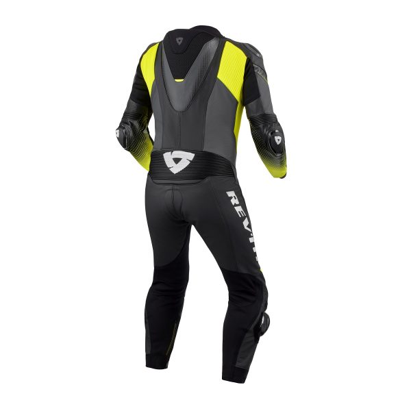 REV'IT! CONTROL ONE PIECE LEATHER SUIT BLACK/NEON YELLOW