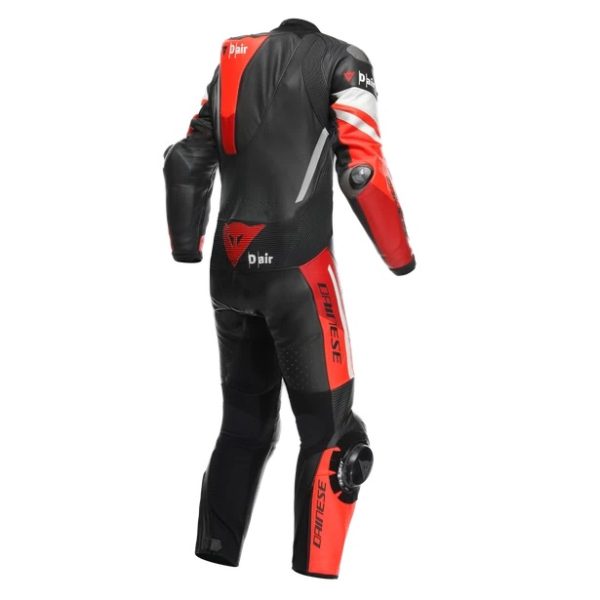 DAINESE MISANO 3 D-AIR PERFORATED 1 PIECE LEATHER SUIT BLACK/RED/FLUO RED
